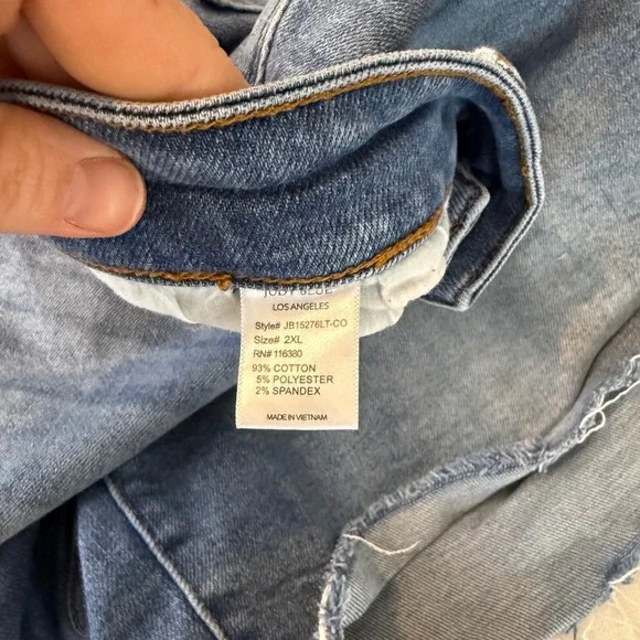 Judy Blue Medium Wash Raw Hem High Rise Denim Shorts Womens Size 2XL Stretch - Picture 9 of 11